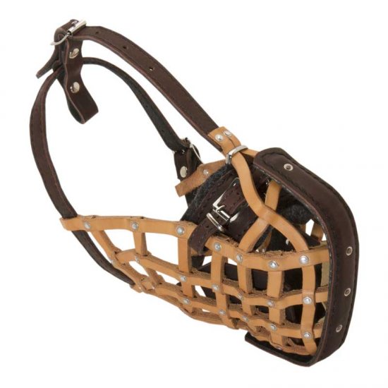 Leather Basket Dog Muzzle for Police Work