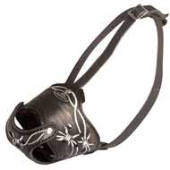 Exclusively Painted Barbed Wire Leather Muzzle for Dog Training