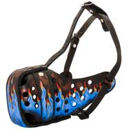 Brightly Colored Designer Leather Dog Muzzle for Agitation Training