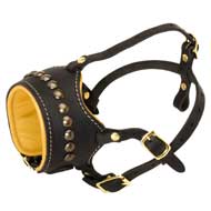 Studded Leather Dog Muzzle With Nappa Padding