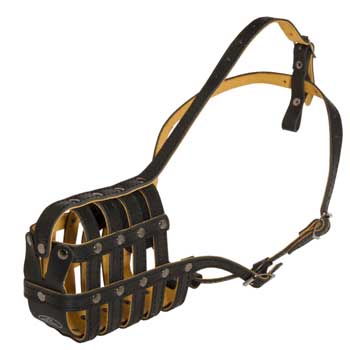 Leather Basket Dog Muzzle
