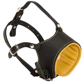 Adjustable Dog Muzzle Padded with Soft Nappa Leather for Anti-Barking Training